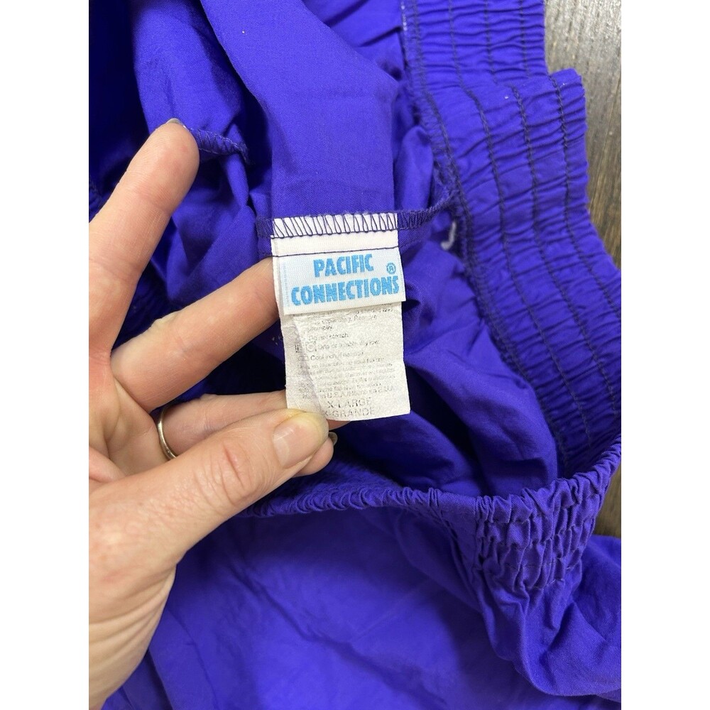 VTG 90s Pacific Connections Retro Purple Crinkle 100% Nylon Shorts Activewear XL - Picture 4 of 8